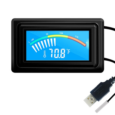Digital Thermometer Temperature Gauge USB Power with Sensor Probe Aquarium Vehic