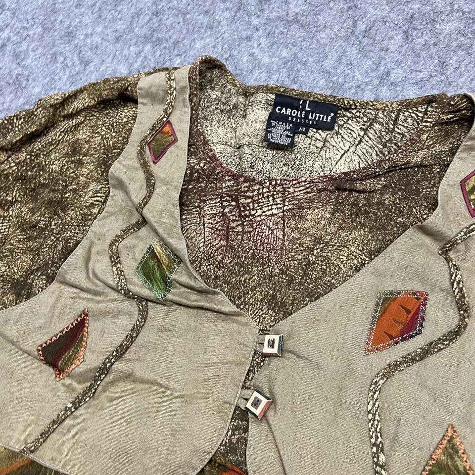 Maxi Vestido Vintage Carole Pequeño Mujer 14 Boho Festival Hecho en EE. UU. Años 90 Foto 4 de 4