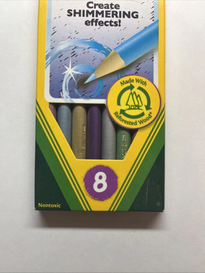 Nuevo en Caja Lápices de Colores Metálicos Crayola Juego de 8 Regreso al Cole Hecho en Brasil Foto 3 de 4