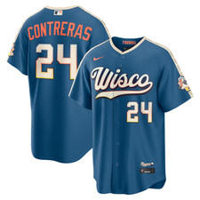William Contreras 24 Milwaukee Brewers 2026 Road Stadium Jersey Blue NWT