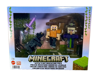[NEW] Mattel Minecraft - WITCH S HUT ADVENTURE PACK w/ Steve, Witch, & Black Cat