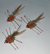 3 Merkin Crab Flies, Tan W/orange Size 6