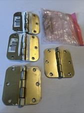 4, Stanley Brass Gold Door Hinges 08-3028 3-1/2" Round Corners Free Shipping😊