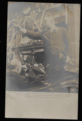 1902 Image RP Postcard Teddy Roosevelt Willimantic CT Speech Common Sense Honest
