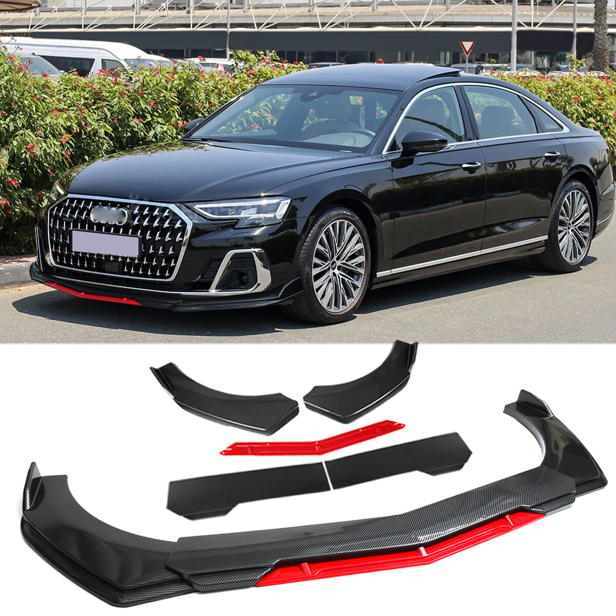 For Audi A8 A8L S8 Front Bumper Lip Splitter Sport Spoiler Carbon