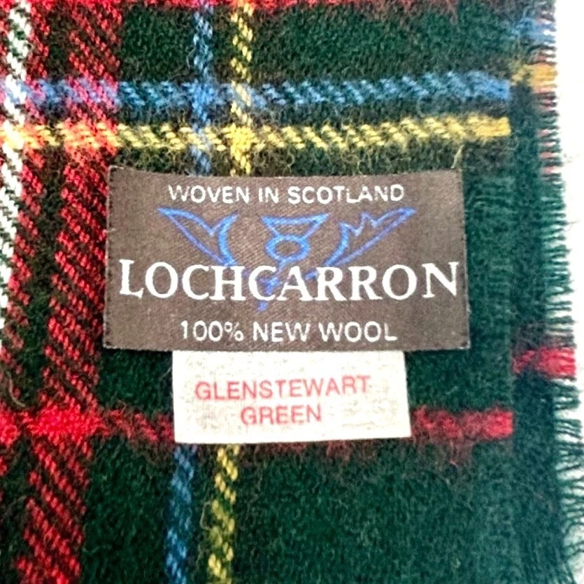 Cachecol de lã verde tartan Lochcarron Glen Stewart, King George VI tartan, feito em - Imagem 4 de 4