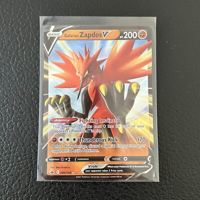 Pokemon TCG SWSH Chilling Reign Galarian Zapdos V 080/198 Ultra Rare Holo Card