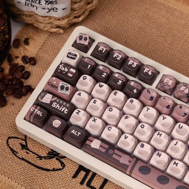 131-Key Thick PBT MOA Height Coffee Bean Mechanical Keyboard Keycaps