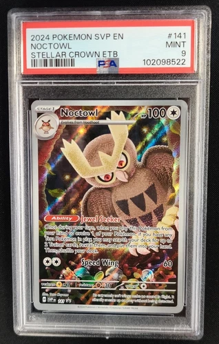 PSA 9 MINT Noctowl SVP141 Stellar Crown ETB Promo Pokemon Graded Card
