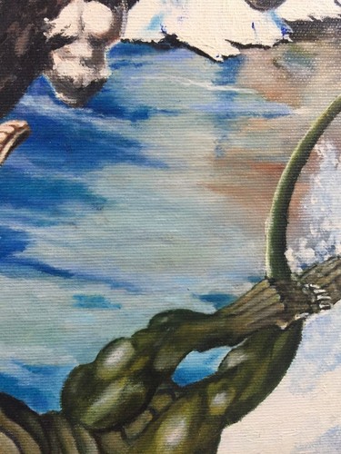 L' Angelo e il drago Olio su tela 50x60 cm anonimo realistico certificato - Picture 9 of 12