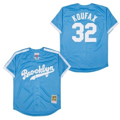 Sandy Koufax BROOKLYN Dodgers Jersey Mens Light Blue Retro