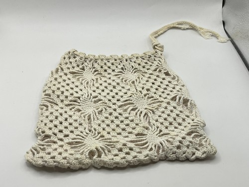 Antique Handmade Crochet Coin Purse Irish Crochet Lace Vintage Bag