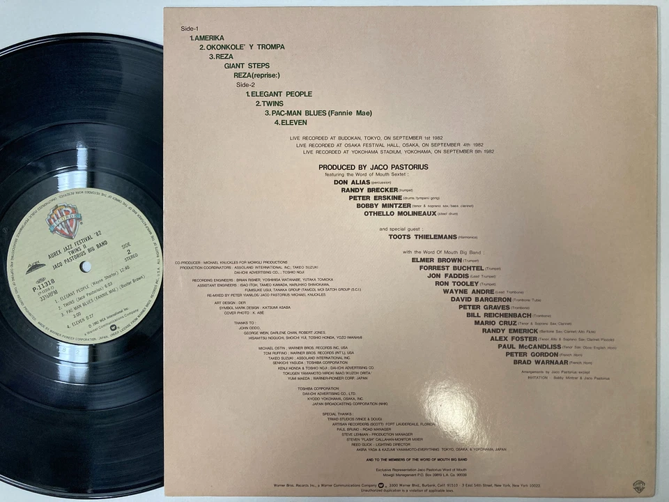 JACO PASTORIUS - Twins II Aurex Jazz Fest. LP (RARE Japanese Import on WARNER) - Image 2 of 2