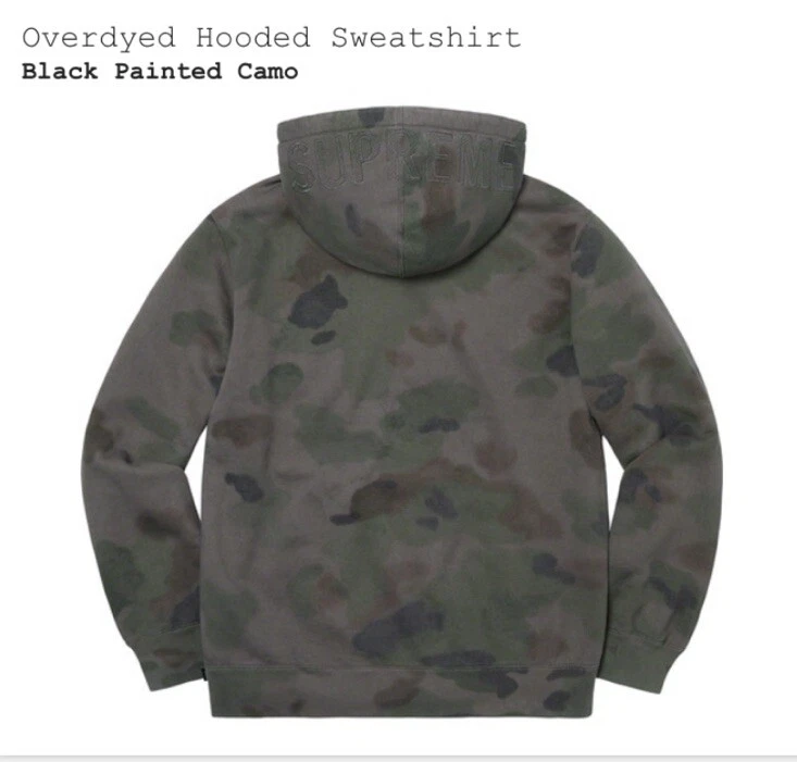 SS20 SUPREME Overdyed Hoodie Black Painted CAMO M Medium NEW NWT