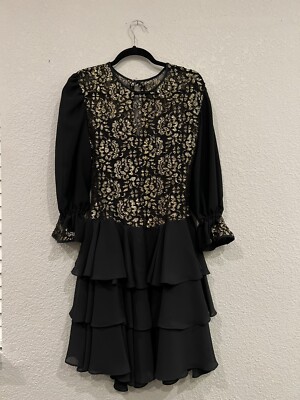 burgundy dress with rose gold accessories Ordinia Silk Gown in Bouquet Devoré Black main image 0