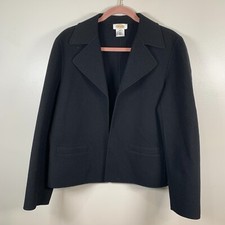 Talbots Blazer Womens 12 Black wool open front classic corpcore office career