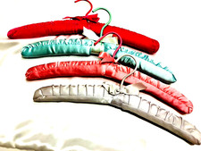 4 Paddded Coat Hangers Multi Colors Vintage