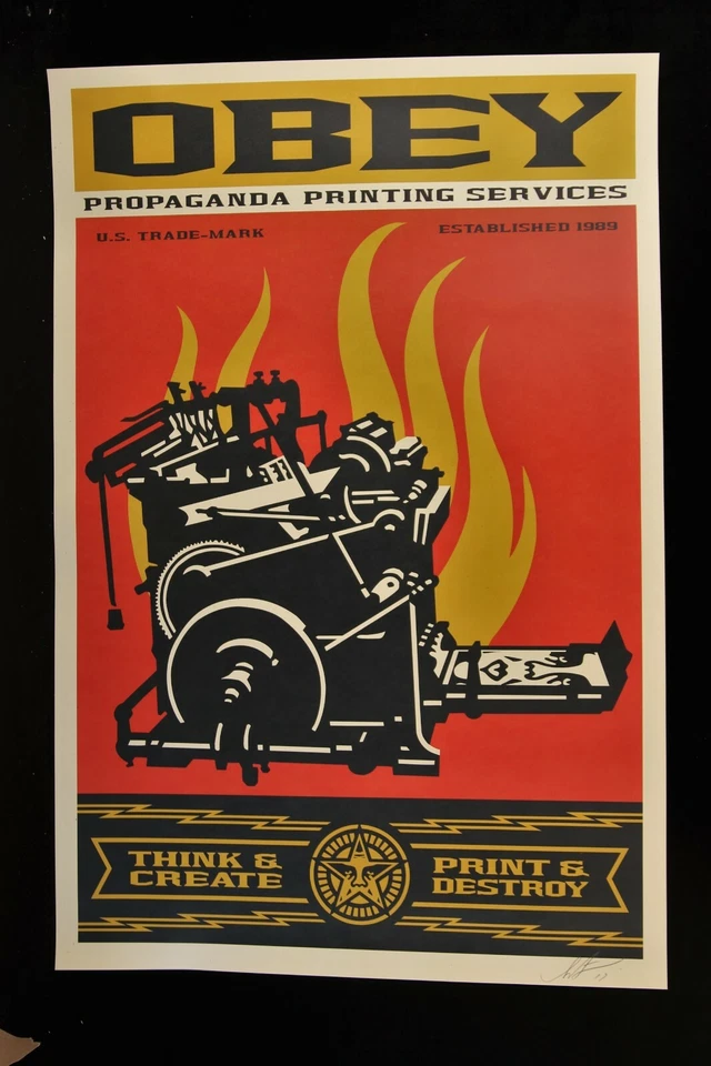 SHEPARD FAIREY ♦ Printing Press ♦ GROSSE LITHOGRAPHIE SIGNIERT OBEY GIANT MINT - Bild 3 von 4