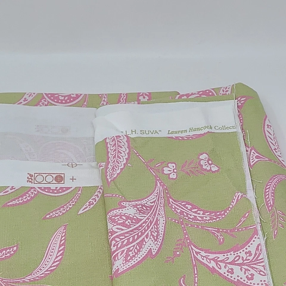 Tela Waverly L H Suva Algodón Verde Rosa Blanco Patio Tela Hojas Floral Foto 3 de 4