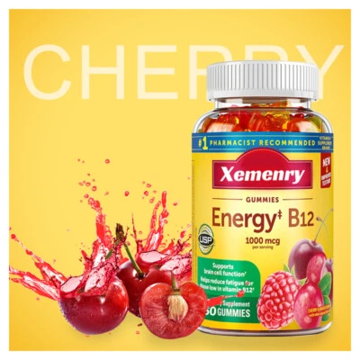 XEMENRY Energy B12 Gummies 1000 mcg - Energy Metabolism Supplements, Enhance Immunity