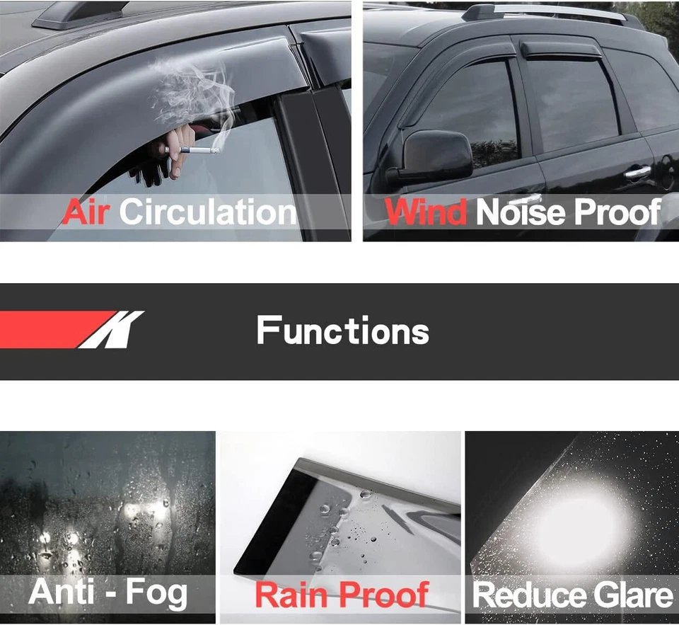 4Pcs Window Wind Deflector Window Visor for 2006-2012 ford Fusion - Image 4 of 4