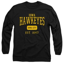 University of Iowa Adult Long Sleeve T-Shirt Founded Date, Black, S-3XL
