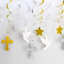 First Communion Hanging Swirls Baptism Decorations for Boys Girls Baby Shower...