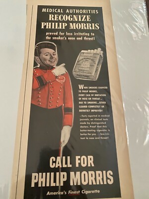 philip morris cigarettes online Vintage 1944 Philip Morris Cigarettes Less Irritating ad