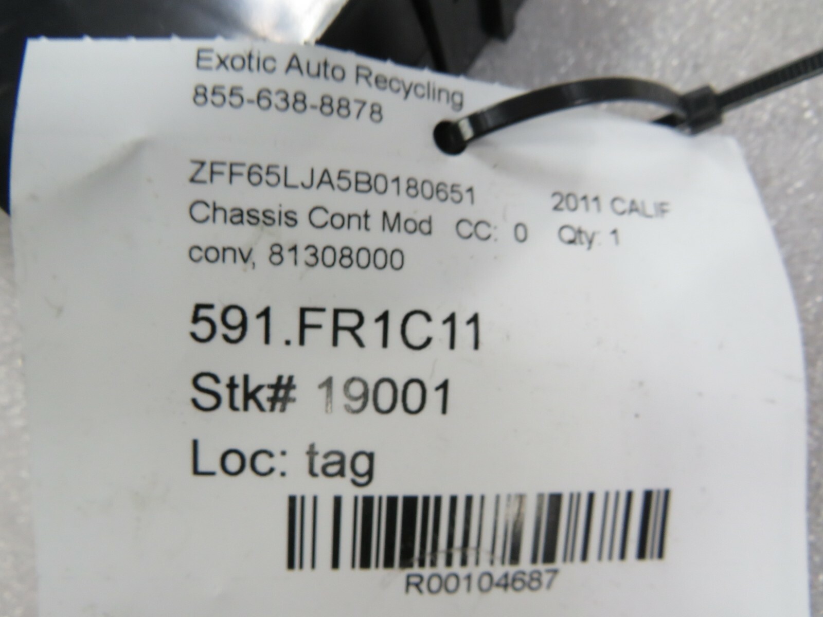 Ferrari California, Convertible Capote Control Unit, Used, P/N 81308000