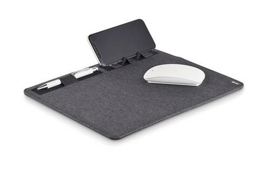Mauspad Mit 15W Qi Wireless Charger Ladestation Handy Induktiv Grau 31X27Cm Neu-image
