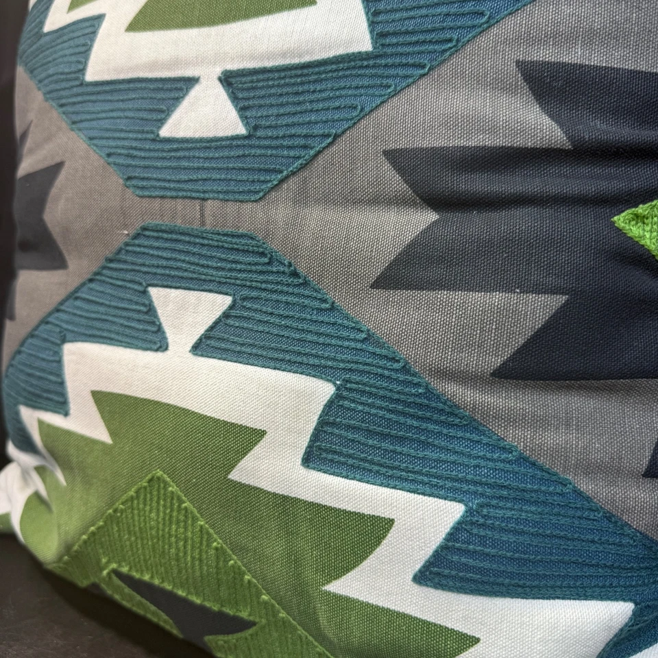 Southwestern Aztec Geometric 17"x 17” Throw Pillow Black Gray Lovely Color Decor - Image 2 of 4