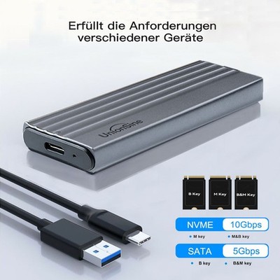 M2 USB3.2 zu PCI-e NVMe NGFF SSD Gehäuse 10Gbps Konverter Adapter USB-C Laufwerk
