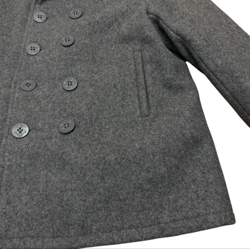 Schott Pea Coat 740N Wool Jacket Gray Size 44 Vintage Outerwear - Image 2 of 4