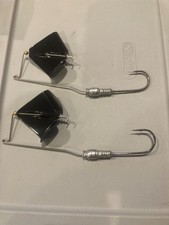 2 Ed Cowan buzzbait, large, 3/8oz, 5/0 Mustad hook, black #3 blade