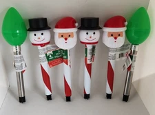 Snowman Christmas Santa Lights Solar Stake Lights (Set Of 6) NWT