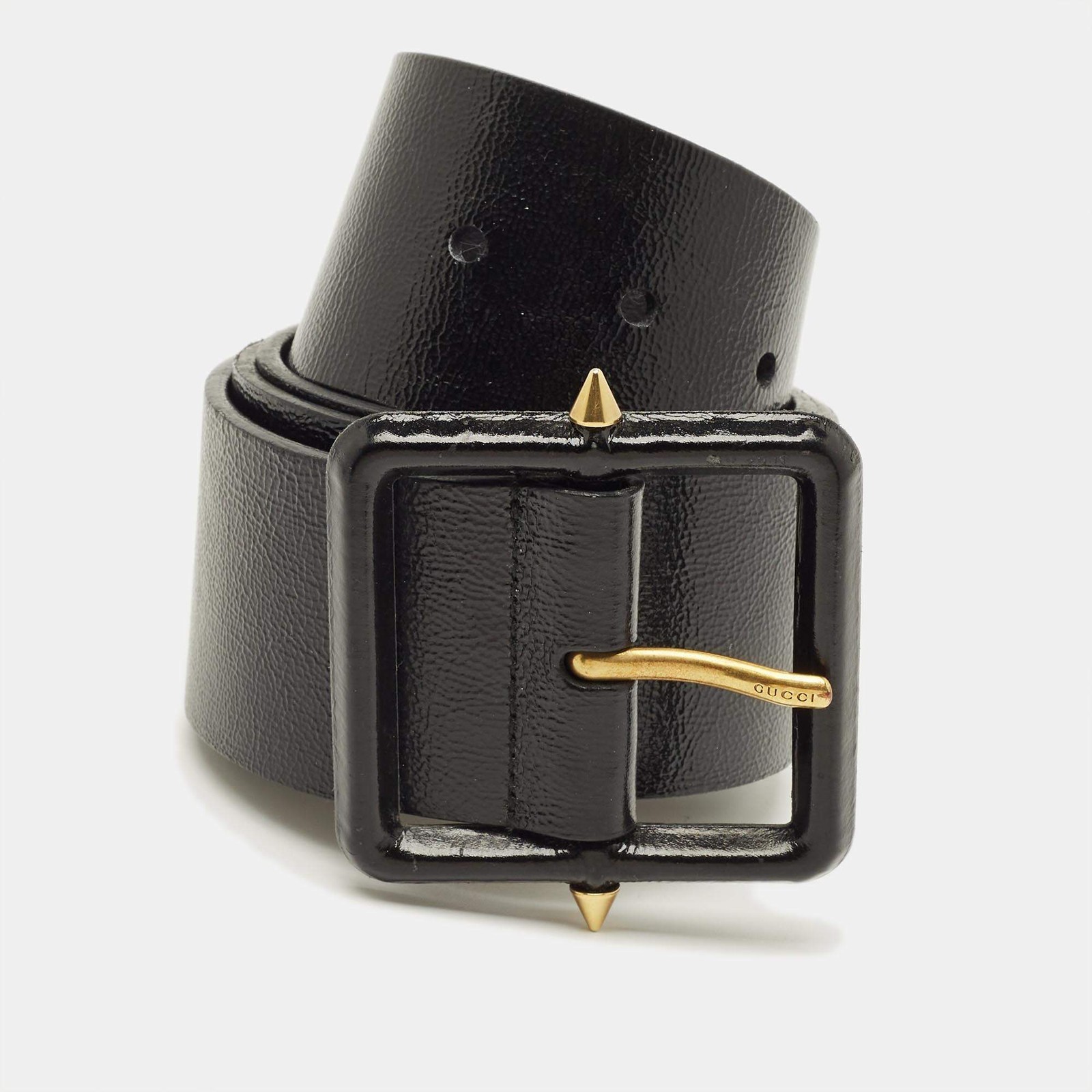 Gucci 75 CM Waist Belt Black Patent Leather