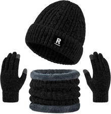 Winter Beanie Hat Scarf Gloves Set for Men Women Cold Weather