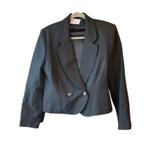 PENDLETON 100 Virgin Wool Made in the USA Blazer Jacket Sz 10 Petite Black NEW