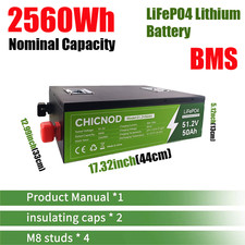 48V 50Ah LiFePO4 Lithium Battery Built-in BMS Deep Cycle For Solar RV Golf Cart