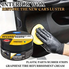 Car Plastic Restorer Back Black Gloss Interior Leather Panel Wax Polish Coating
