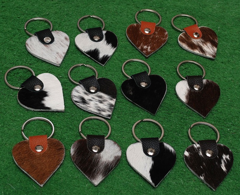 Cowhide keychain Hair On Leather Key Chain (12 key chain) Real Hair On Hide 8049