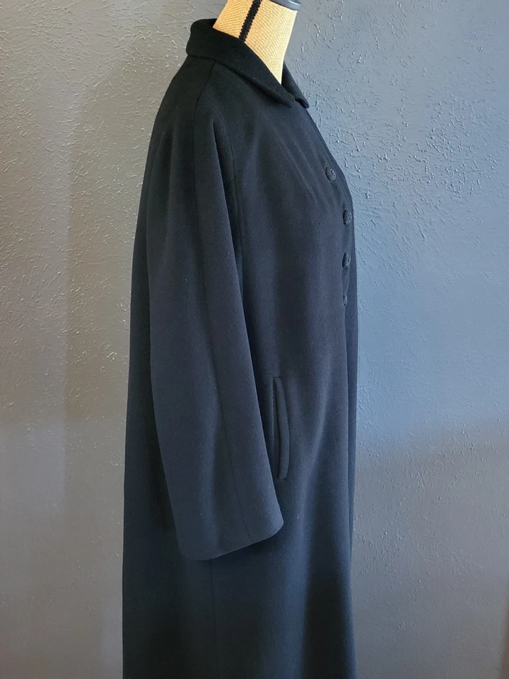 Elegante Abrigo Moda De Colección Años 50 Cachemira Y Visón Negro Talla Mediana 10 Foto 4 de 4