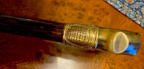 Edwardianischer Horngriff Silber graviert Halsband & dunkles Holz Gehstock Stock 1910 - Bild 4 von 5