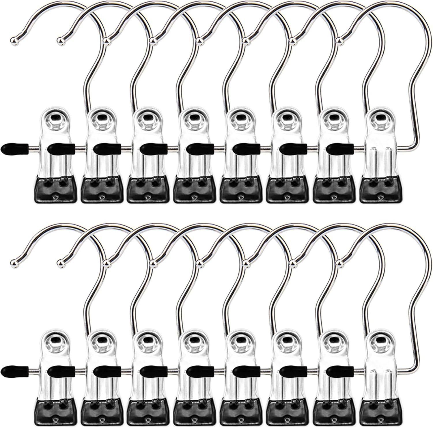 Boot Hangers Clips, 16 Pack Laundry Hooks Hanging Clips 16 PACK, Black 