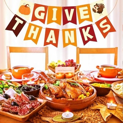 Give Thanks Banner - 10 Foot Pre-Strung Thanksgiving Decor - No DIY Required - View #8