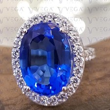 4.29 Ct Oval Cut Natural Tanzanite & Diamond 100% 14k SOLID White Gold Ring