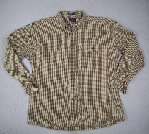 Lucchese 1883 Camicia Uomo 2XL Marrone Plaid Western Bottoni Lavoro Rancher