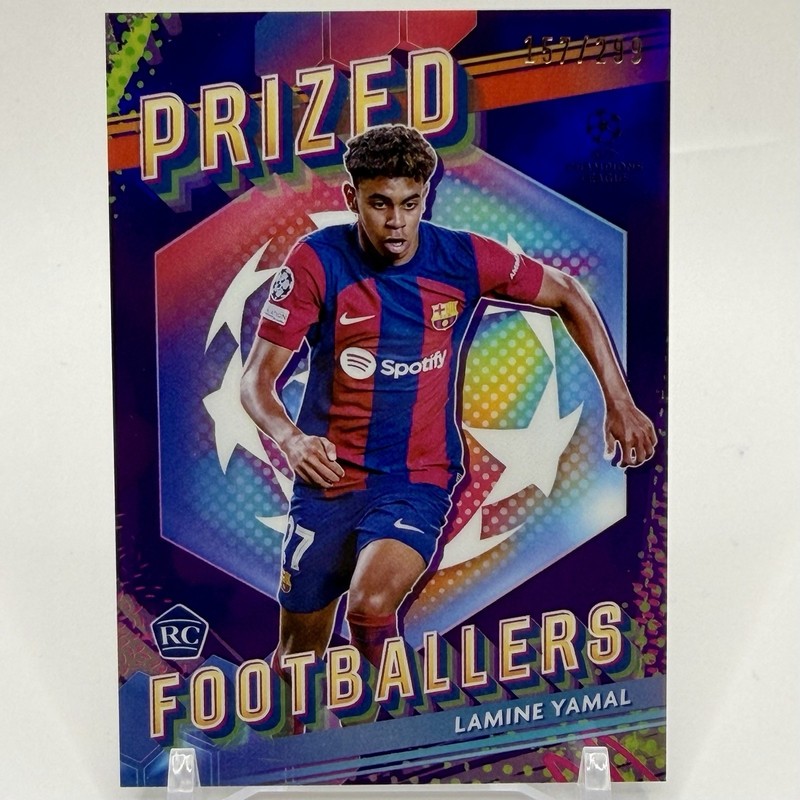 2023-24 Topps Finest UCC - Prized Footballers Lamine Yamal Purple Rookie /299 RC