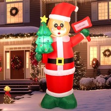 6Ft Christmas Inflatable Outdoor Decorations, Xmas Blow Up Santa Claus with LED