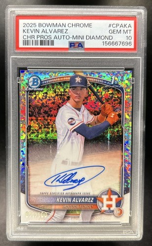 2025 Bowman Chrome Kevin Alvarez Auto Mini Diamond Refractor 1st #/100 PSA 10